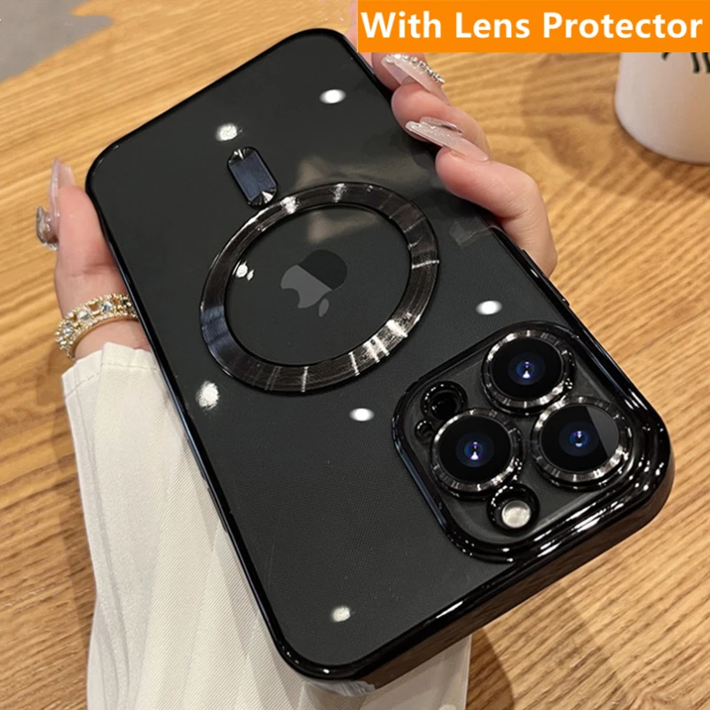 Модный чехол с покрытием для Magsafe для iPhone 14 13 12 11 Pro Max с защитной линзой для камеры, беспроводной магнитный мягкий чехол для зарядки Модный чехол с покрытием для Magsafe для iPhone 14 13 12 11 Pro Max с защитной линзой для камеры, беспроводной магнитный мягкий чехол для зарядки