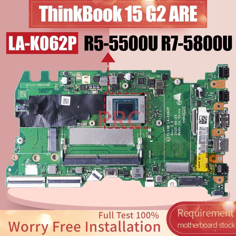 

For Lenovo ThinkBook 15 G2 ARE Laptop Motherboard LA-K062P 5B21B09963 5B21B90091 5B21B90106 R5-5500U R7-5800U Notebook Mainboard