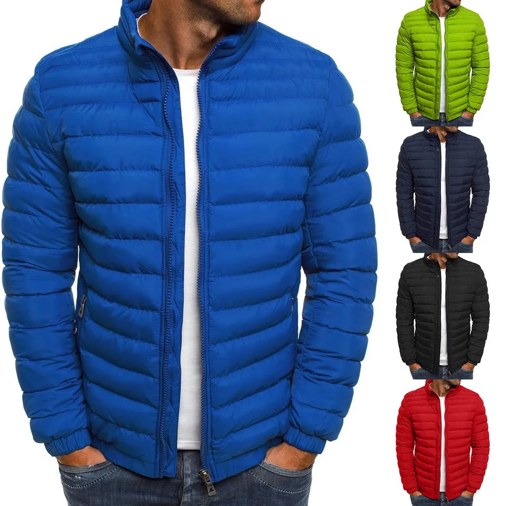 

Men Lightweight Jackets Ribs Cotton Coats Solid Winter Clothing Long Sleeve Parka Men Loose Warm Sports Top Windbreaker Hot Sale