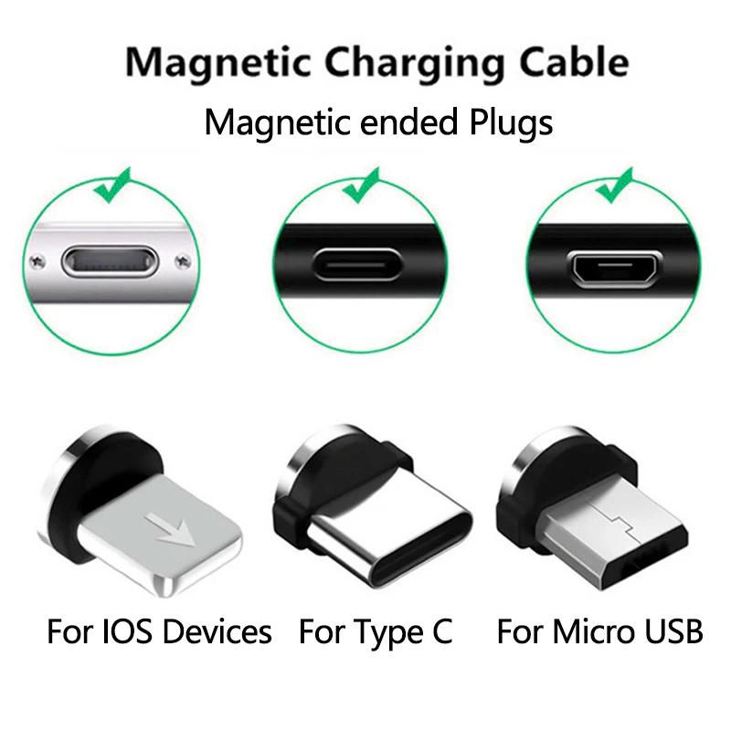 yydsky 6 pcs 360 rotation magnetic tips for mobile phone replacement parts easy operate durable converter charging cable adapter free global shipping