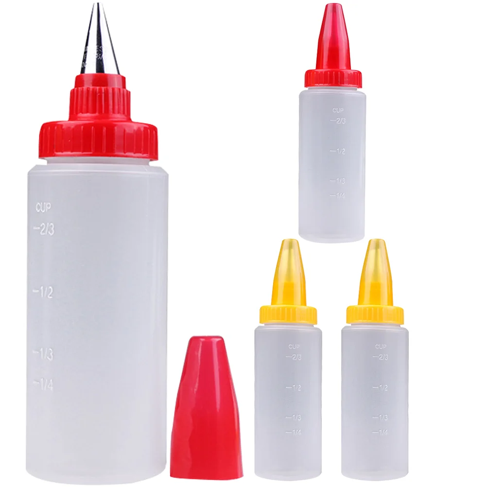 

4 Pcs Pipe Decor Mustard Bottles Cookie Frosting Baking Icing Tool Decorating Supplies Squeeze Sauces Mounting Pot Straight