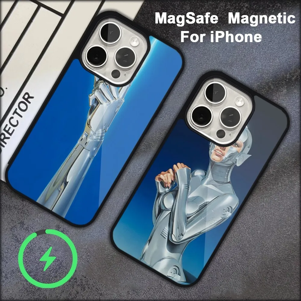 Чехол для телефона H-Hajime S-Sorayama iPhone 15 14 13 12 11 Pro Max Plus Magsafe черный мягкий чехол
