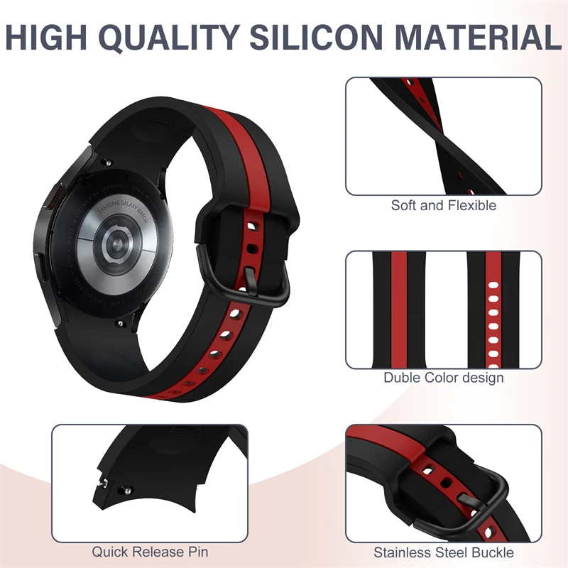20mm Watch Band For Samsung Galaxy Watch 4 classic 46mm 42mm smartwatch Silicone Sports Bracelet Galaxy Watch 4 44mm 40mm Strap