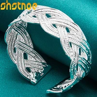 925 sterling silver intertwined bangle bracelet for women engagement wedding charm fashion jewelry