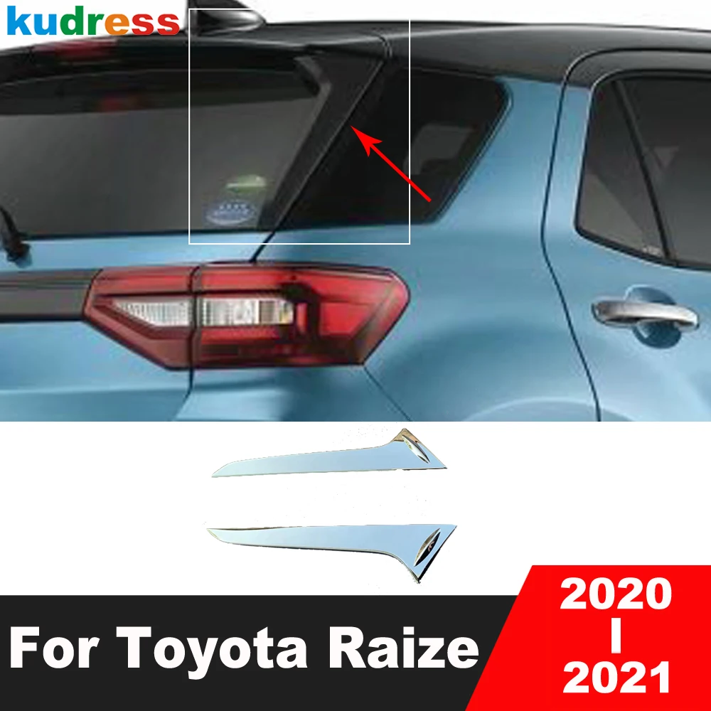 

Rear Window Spoiler Cover Trim For Toyota Raize 2020 2021 ABS Chrome Car Tail Window Side Wing Molding Strip Sticker Accessories