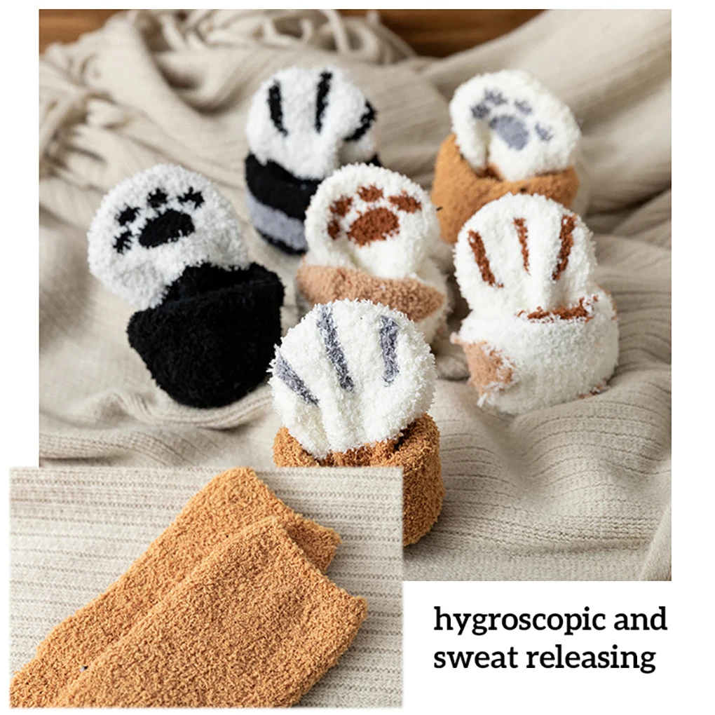 

Cotton Socks Winter Funny Print Cat Paw Warm Socks Kawaii Cute Casual Happy Fashion Socks For Men Women