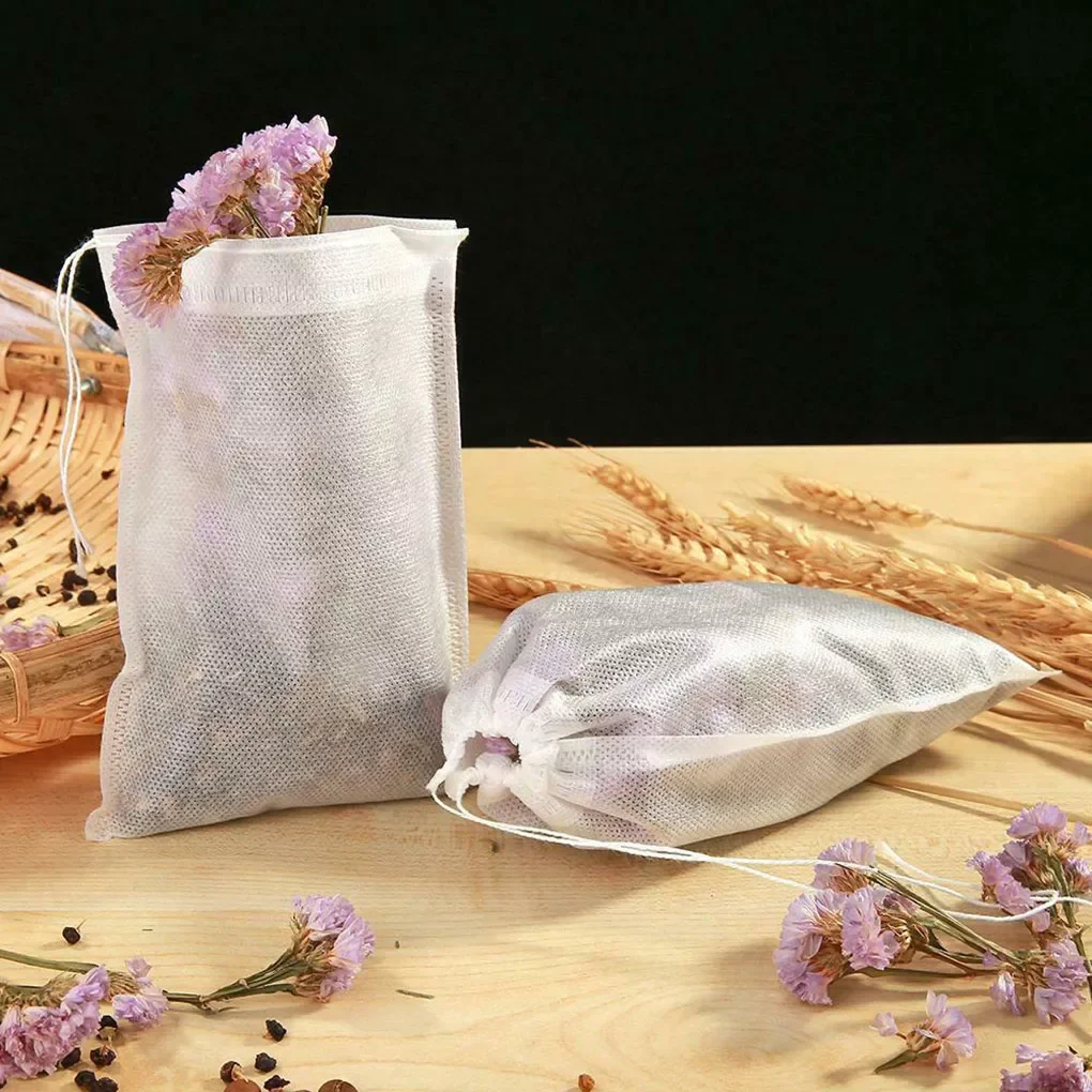 

NEW2023 100Pcs Disposable Tea Bags Drawstring Tea bags for Tea Infuser with Seal Food Grade Non-woven Fabric Spice Filters Teaba