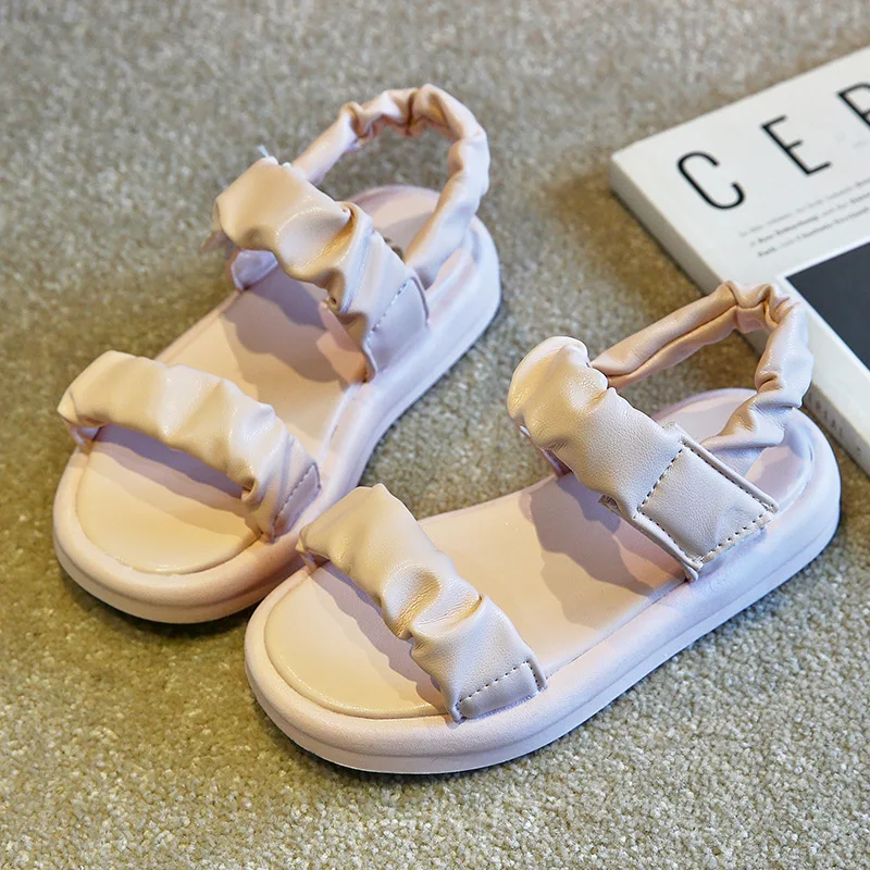 

Сандалии Детские на плоской подошве, модная повседневная спортивная обувь для девочек, Нескользящие, мягкая подошва, пляжные босоножки, лето