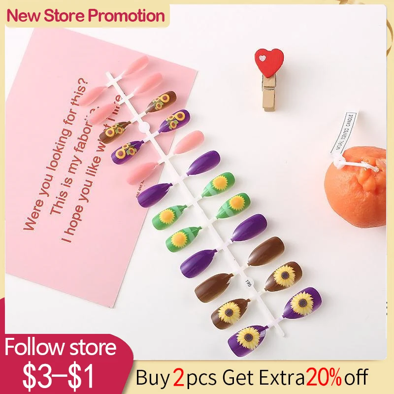 

24pcs Detachable Coffin False Nails Milky Gradient Wearable Short French Ballerina Fake Nails Press On Nail Art Tip