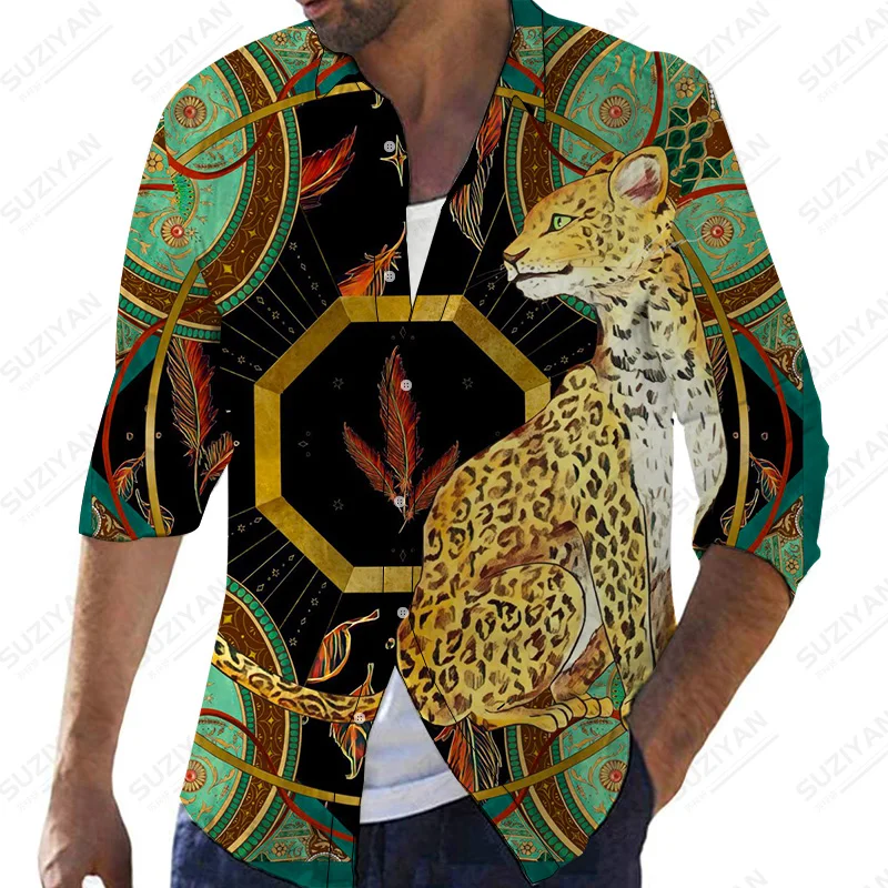 

Shirts Stand Collar Button Men'S Formal Shirts For Men Hot Selling Shirt Men Flamingo New Printing Best Selling Men'S Closet