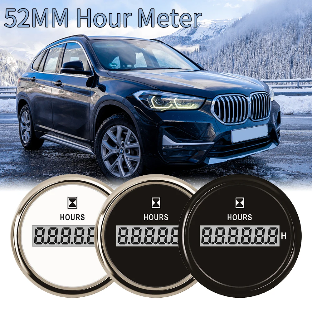 

52MM LCD Display Waterproof 2" Digital Hour Meter for Bike Motorcycle ATV Car Boat with Red Backlight 9-32V
