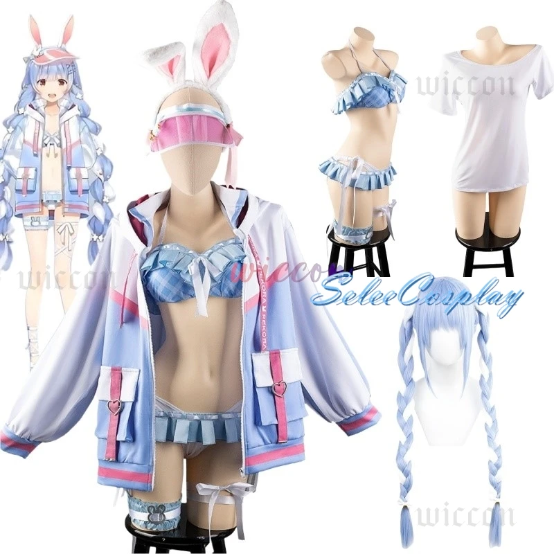 VTuber Usada Pekora Косплей Костюм Купальник Парики Фэнтези Банни Девушка Костюмы