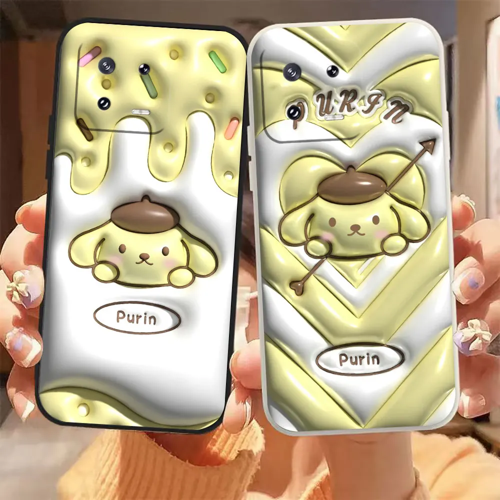 

Cute Funny PomPomPurin Phone Case For Xiaomi 13 12 12S 11 11T 10 10S 9 9SE 8 8SE Pro Ultra Lite Colour Liquid Case Funda Shell