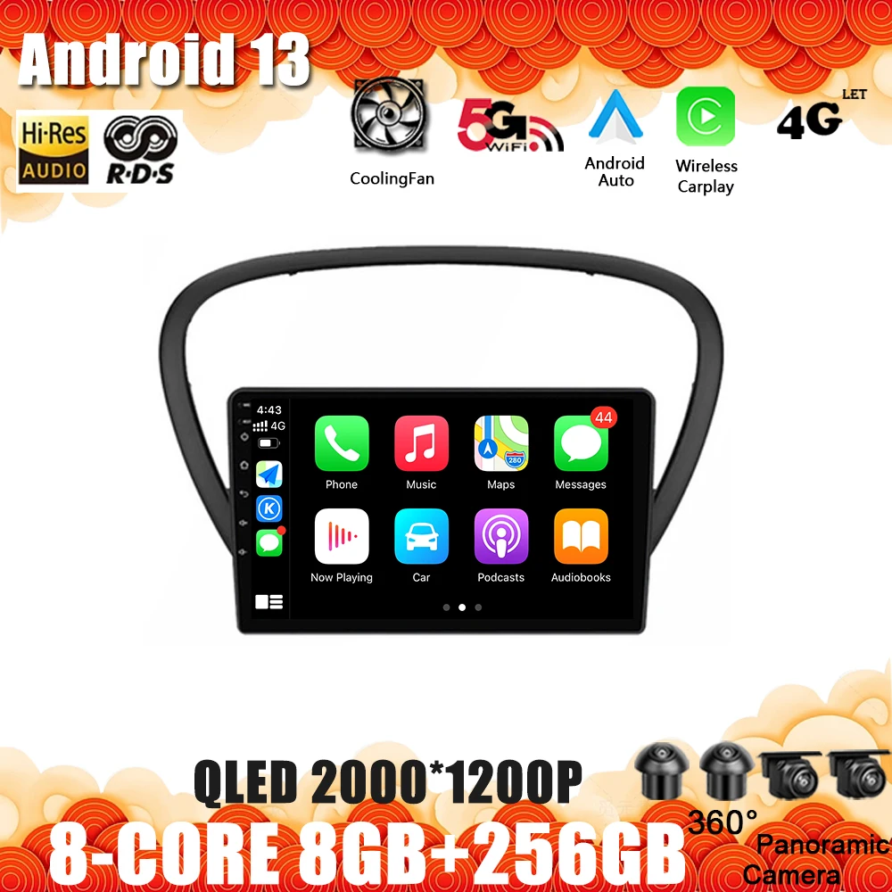 

Магнитола Автомобильная блестящая черная с GPS-навигацией, 4G, Wi-Fi, 2 Din, DVD, Android 13, для Peugeot 301 2013 - 2016