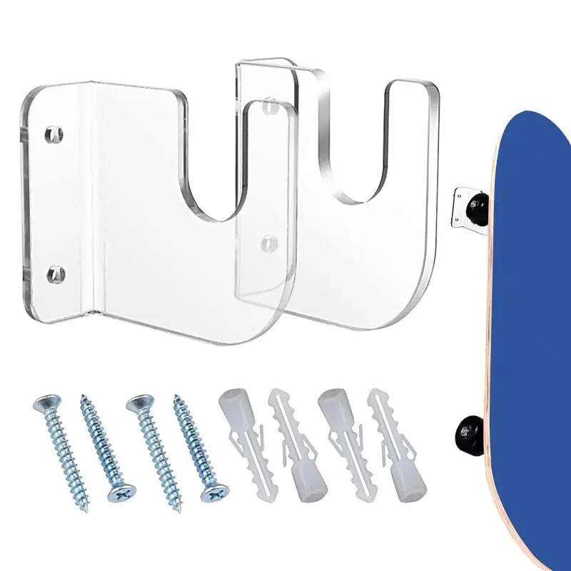 

Longboard Wall Mount Acrylic Hanger Display 2pcs Skateboard Deck Organizer Installation Kit Bedroom Garage Shop Studio Wall