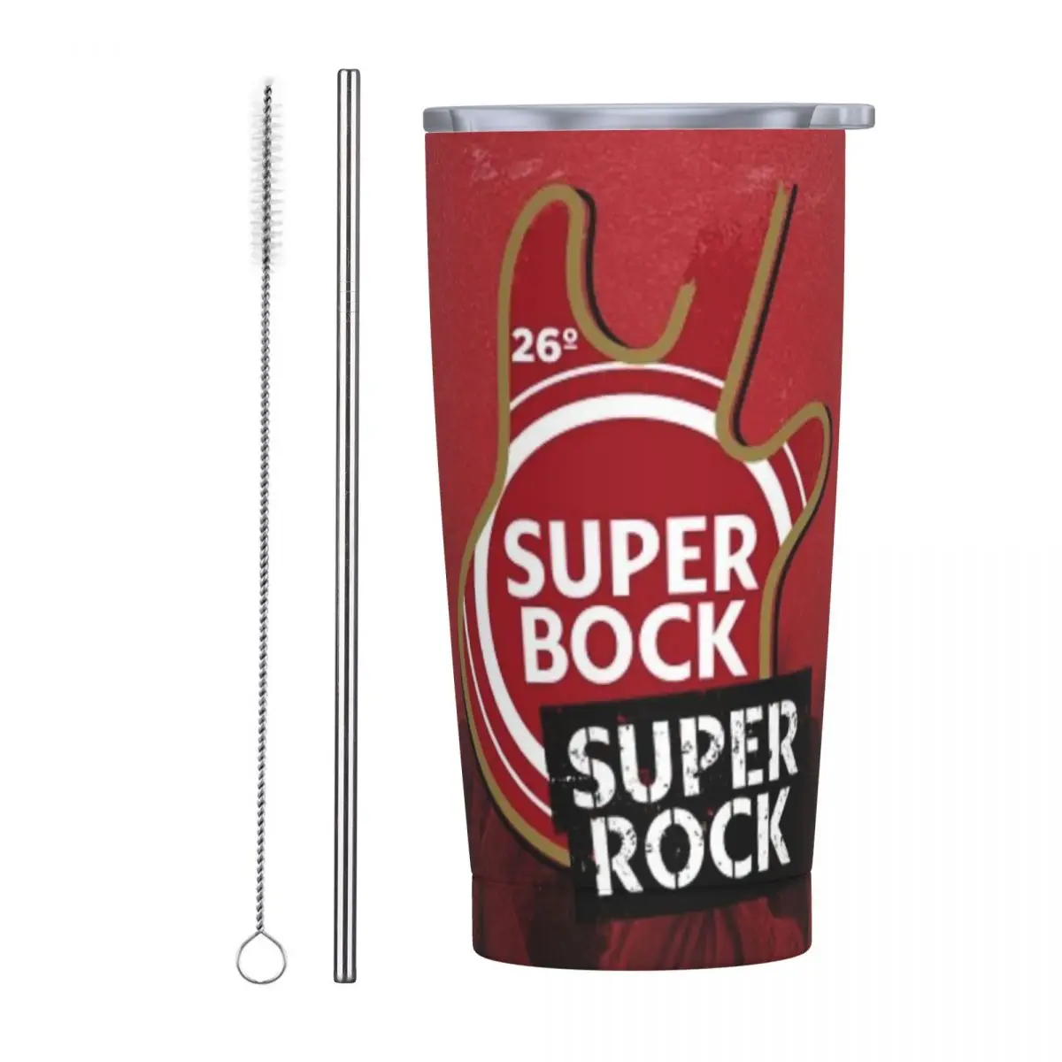 Фото Стакан Super Bock из нержавеющей стали, кружка с вакуумной изоляцией, термохолодная соломинка для бутылок с крышкой, 20 унций №2