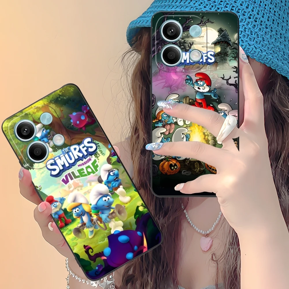 Smurfs Smurfette Smart Mobile Cell Phone Case for Xiaomi Redmi Note 13 12 11 10 9 8 7 6 S A Pro Lite Plus 5G Black Cover Shell