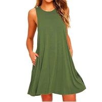 womens summer casual swing t shirt dresses beach cover up with pockets plus size loose t shirt dress