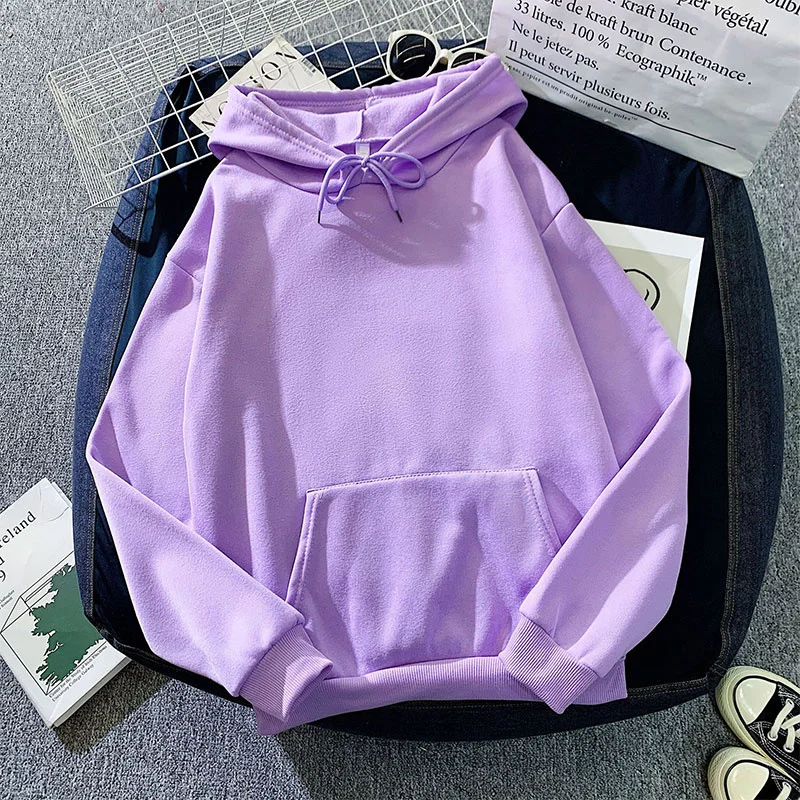 

Long Sleeved Autumn Hoodie Sports Solid Casual Sweatshirt Women Fashion Color Hooded Pullover