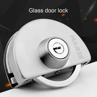 Glass Door Lock Stainless Steel Central Lock Free Punch Double Bolt Push-Pull Frameless Glass Door Lock Hardware Accessories