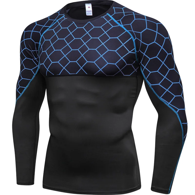 

New Long Sleeve Sport Shirt Men Quick Dry Men's Running T-shirts Snake Gym Clothing Fitness Top Men Rash Guard Soccer Jersey