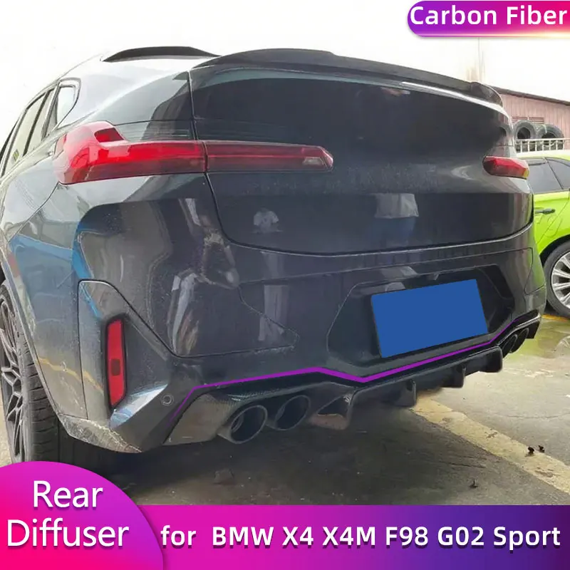 

Задний бампер из углеродного волокна, диффузор, спойлер для BMW X4 X4M F98 G02 Sport Utility, 4 двери, 2023 2024, автомобильный задний фартук, комплекты кузова для губ