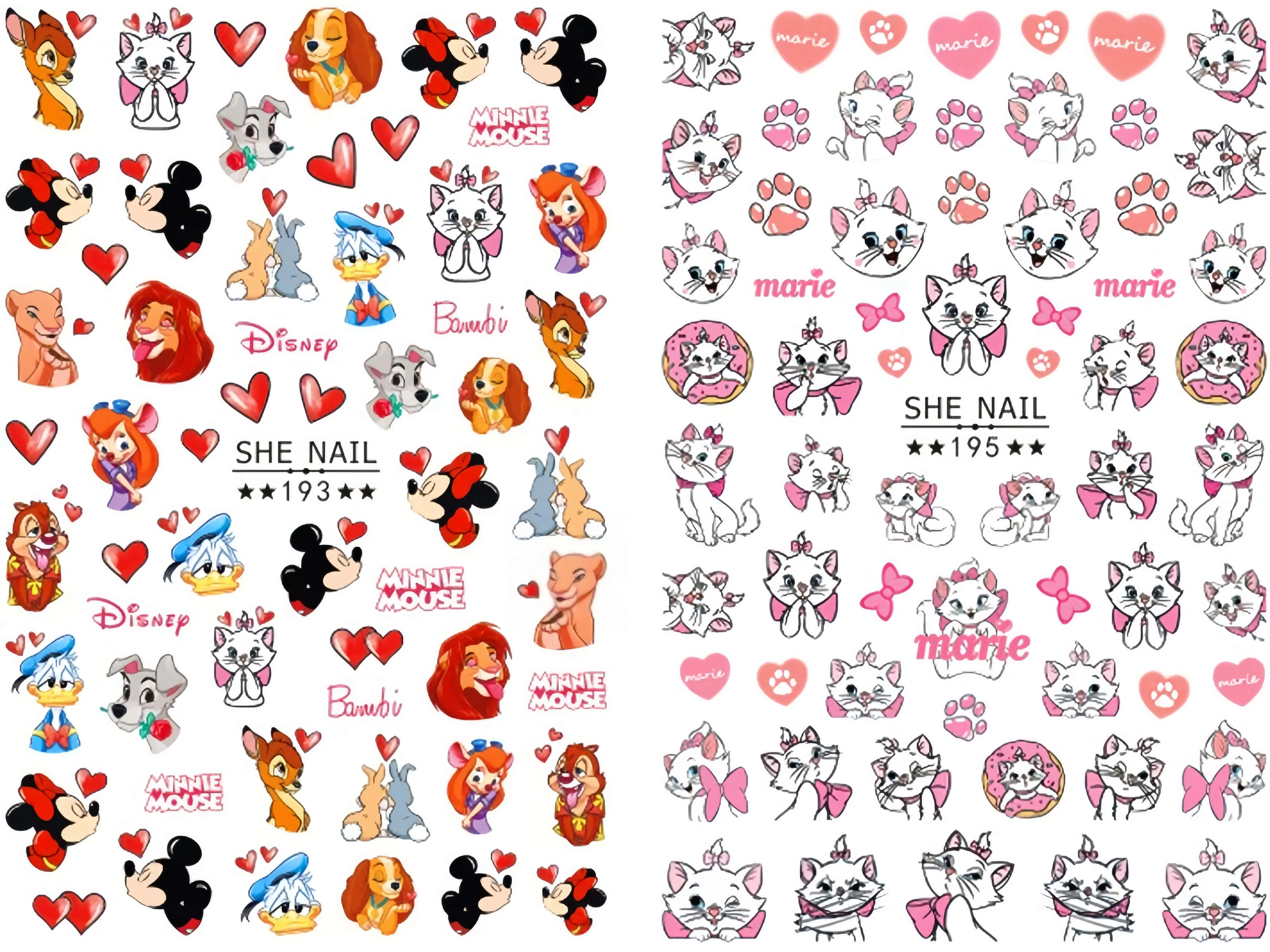 2 шт. наклейка для ногтей с рисунком Диснея аниме Микки и Минни принадлежности