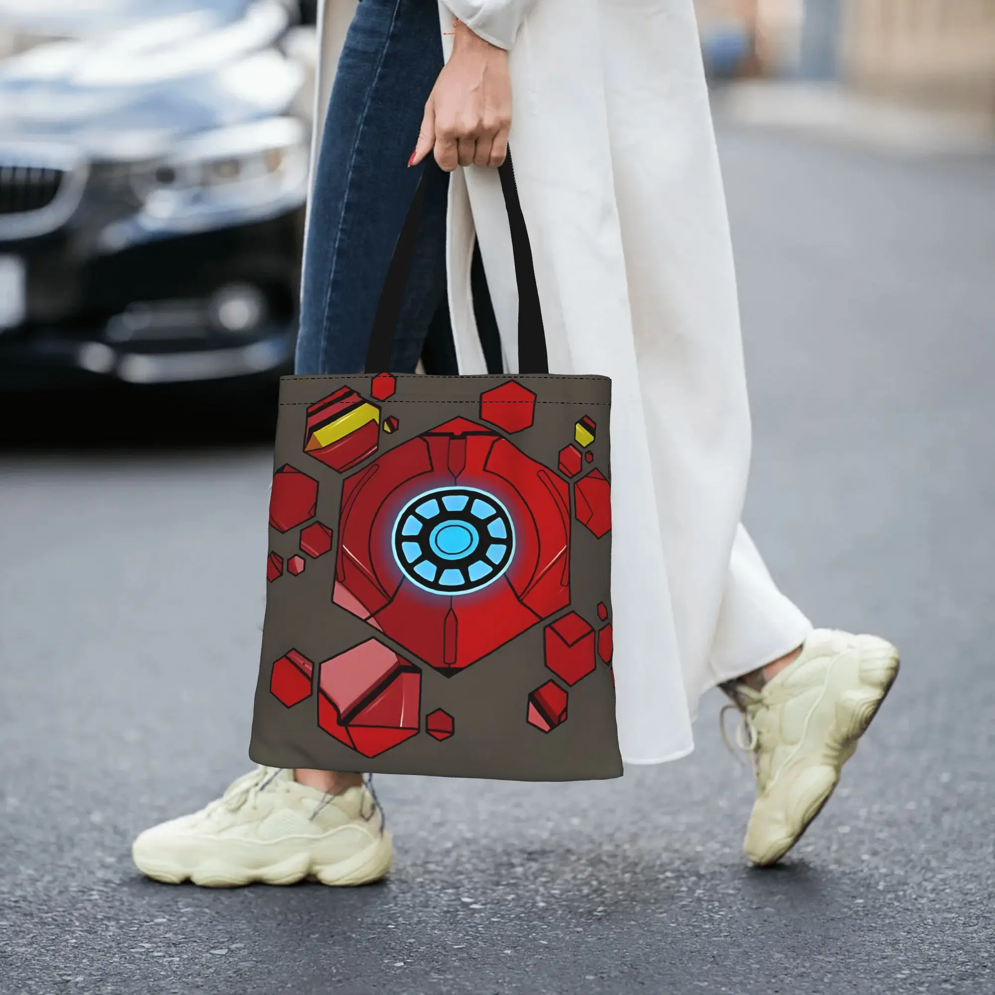 Фото Модная сумка для покупок Leisure Iron Armour Hex Canvas Marvel, женская сумка-тоут через плечо №1