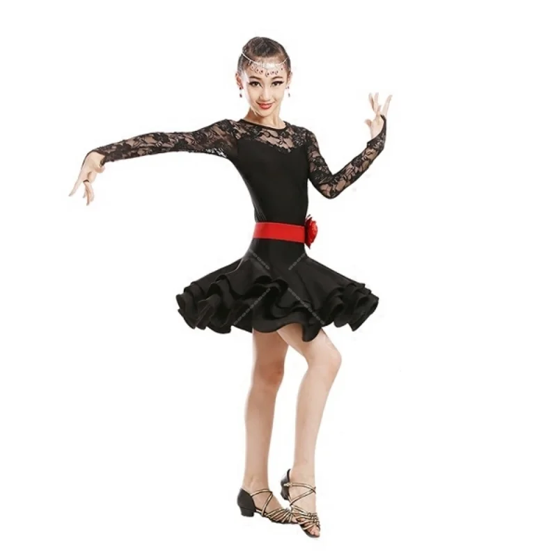 Высококачественная пикантная кружевная детская одежда для бальных танцев юбка
