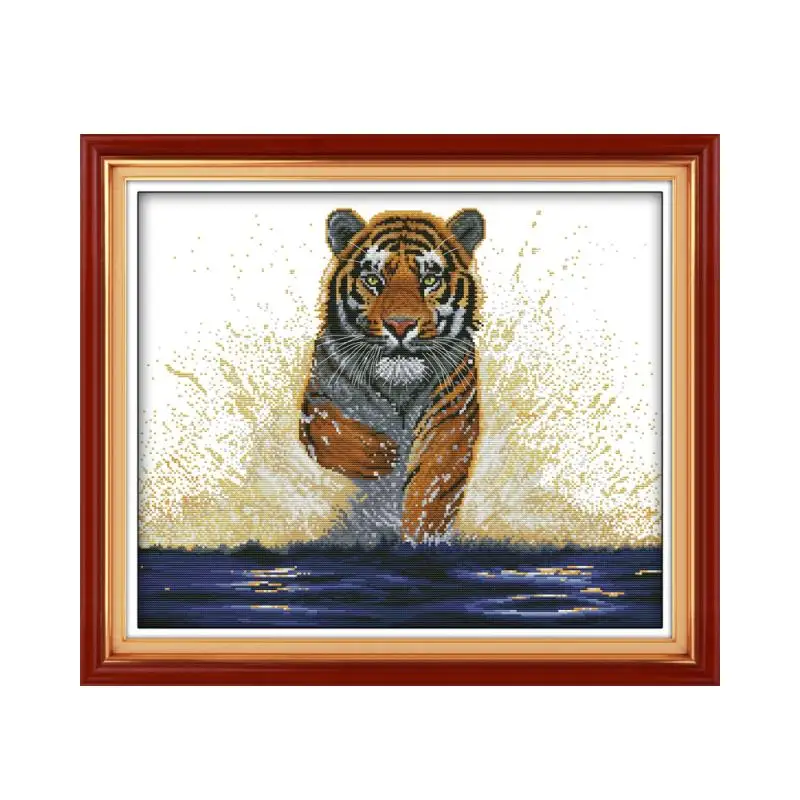 

King back cross stitch kit 14ct 11ct pre stamped canvas cross stitching animal lover embroidery DIY handmade needlework