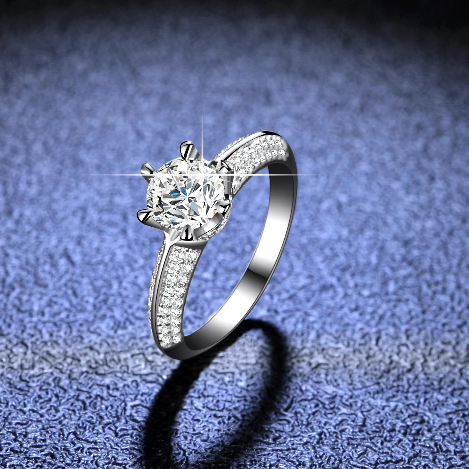 

VVS D Color Moissanite Classic Cluster Simply 925 Silver Rings Original Certified Luxury Jewelry Charm Quality Woman Of Gift