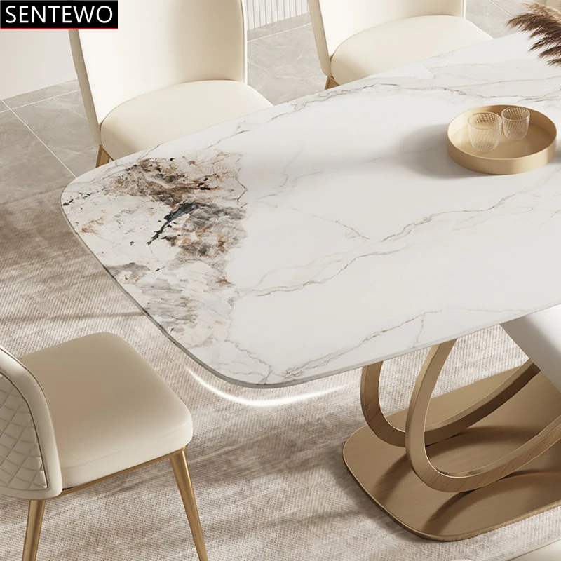 Роскошный набор кухонных обеденных столов из каменной плиты 4 стула стол