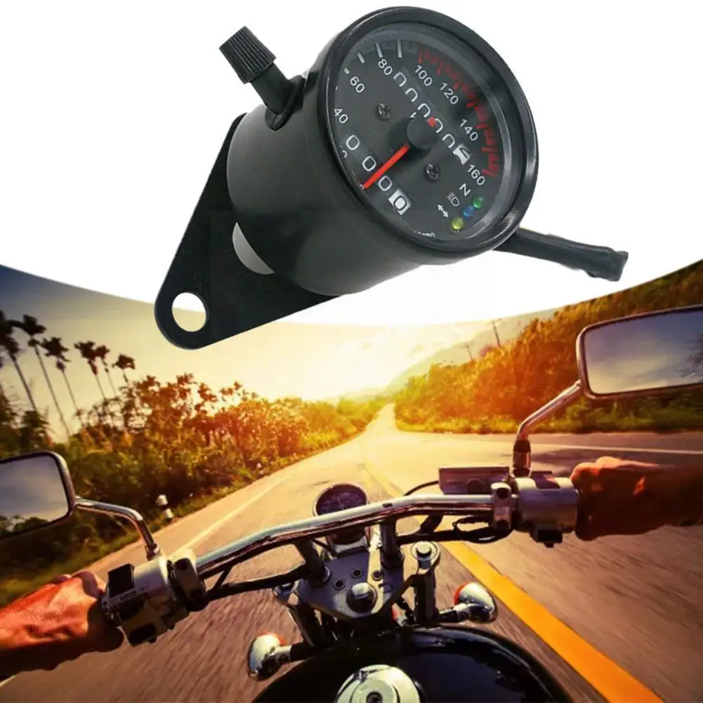 

Metal Case Motorcycle Speedometer Odometer 12V Universal Motorcycle Motorcycle With Indicator Speed Meter LED Dual Speedome I4Q1