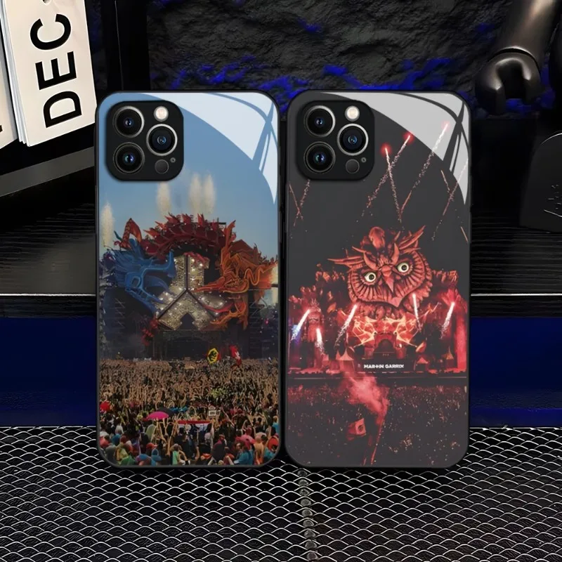 Праздничный телефонный чехол Defqon 1 для IPhone 14 Pro Max 12 11 13 Mini X XR XS 8 7 6 Plus SE 2020, задняя крышка из закаленного стекла
