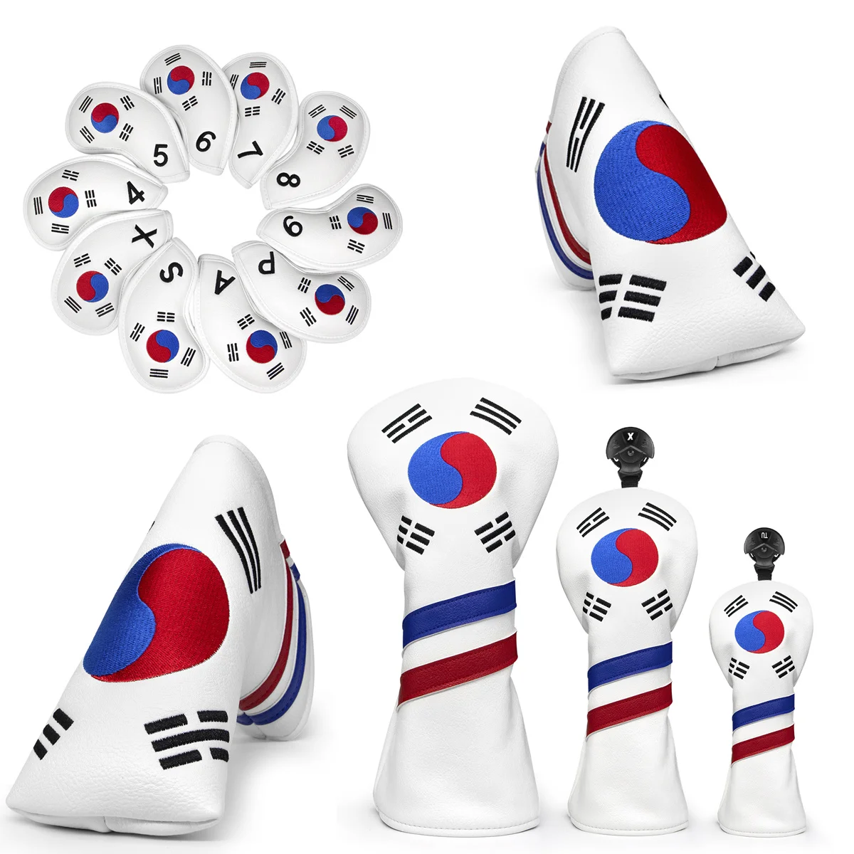 

New Fashin Style High-end Golf Woods Headcovers for Driver Fairway Hybrid 135h Clubs Set,golf Iron Covers,golf Putter Covers