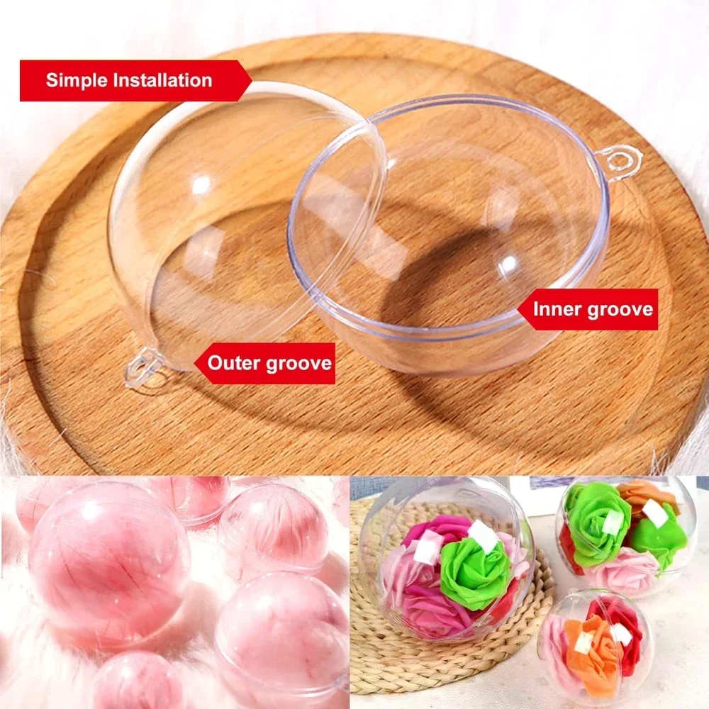 Прозрачный пластиковый шар для рождественской елки 1/24 шт