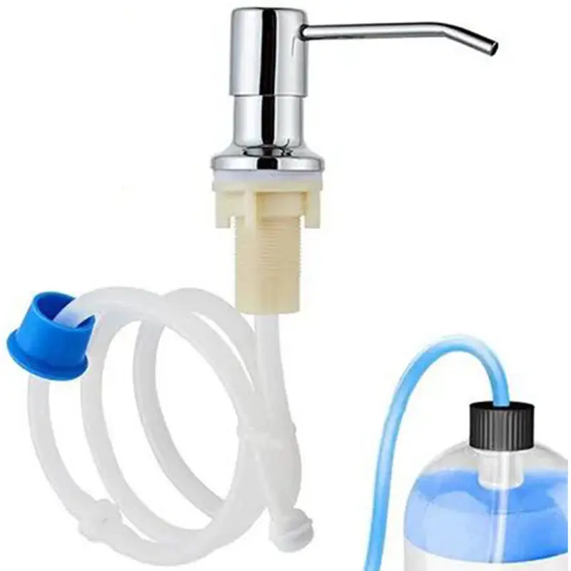 

304 Stainless Steel Sink Soap Dispenser Pump Head Extension Silicone Tube Bathroom Hand Washing Cleaning Soap Dispenser
