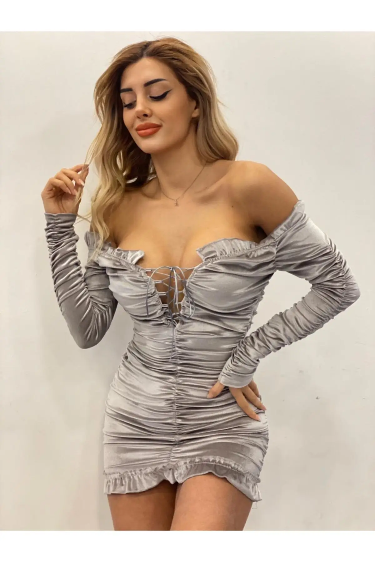 

Pap1809 velvet shirred dress