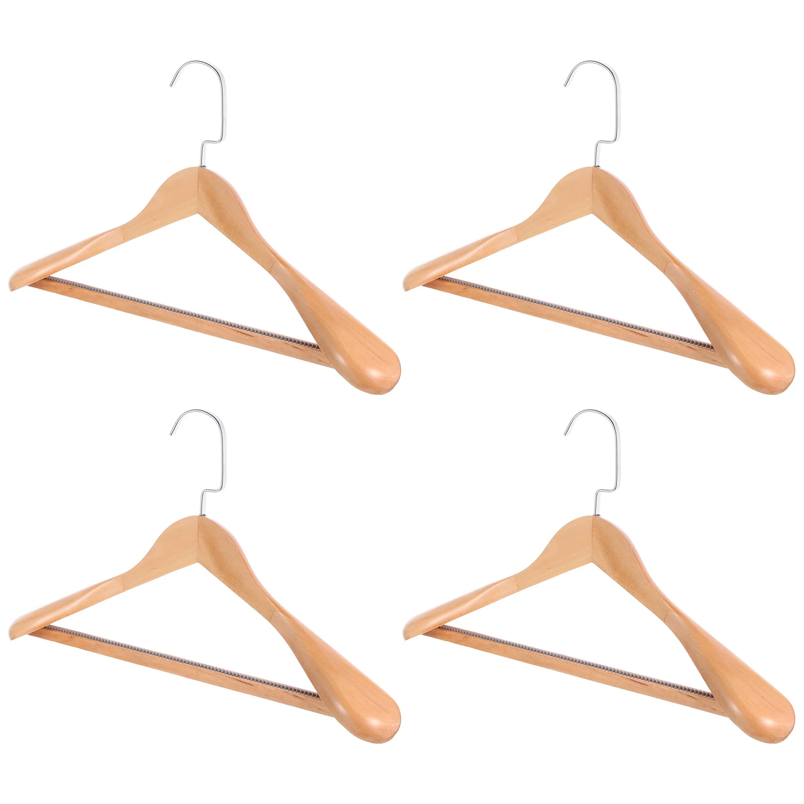 

4pcs Stainless Steel Coat Hanger Wooden Suit Hangers Clothes Hanging Hangers