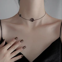 new fashion punk jewelry black flower womens necklace vintage rose neck chain exquisite clavicle choker gift wholesale