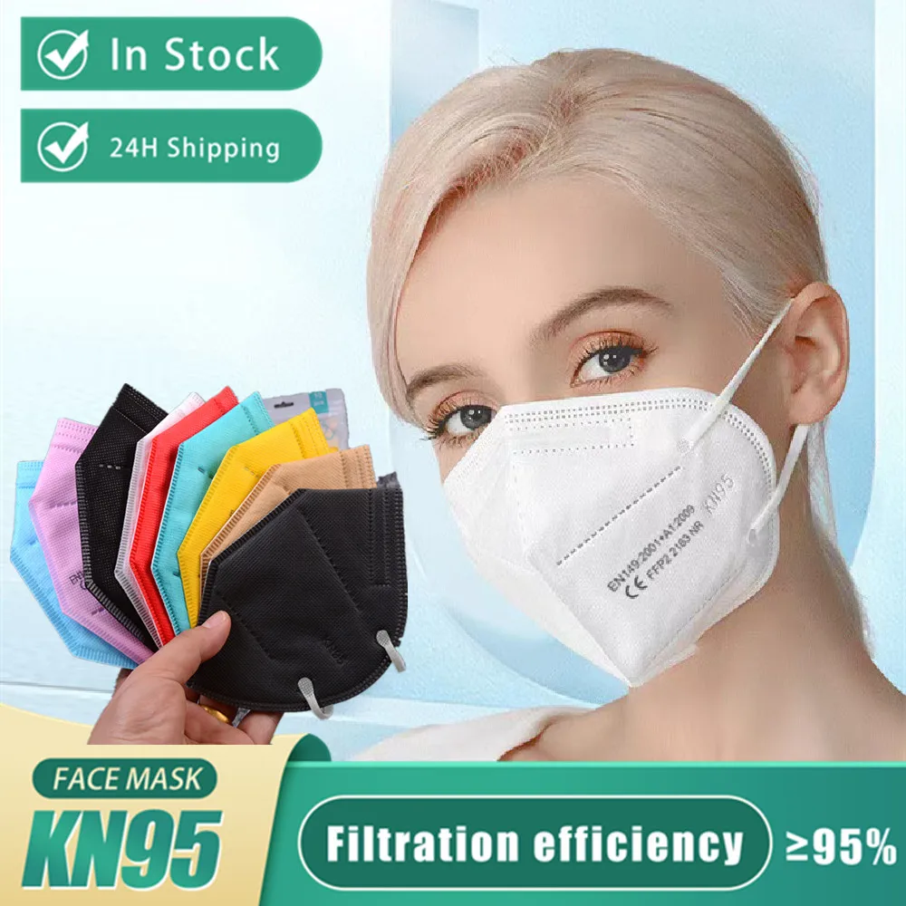 Маска KN95 FPP2 для взрослых 10-200 шт. маски FFP2 Homologada ffp2 5 слоев защитные лица черная