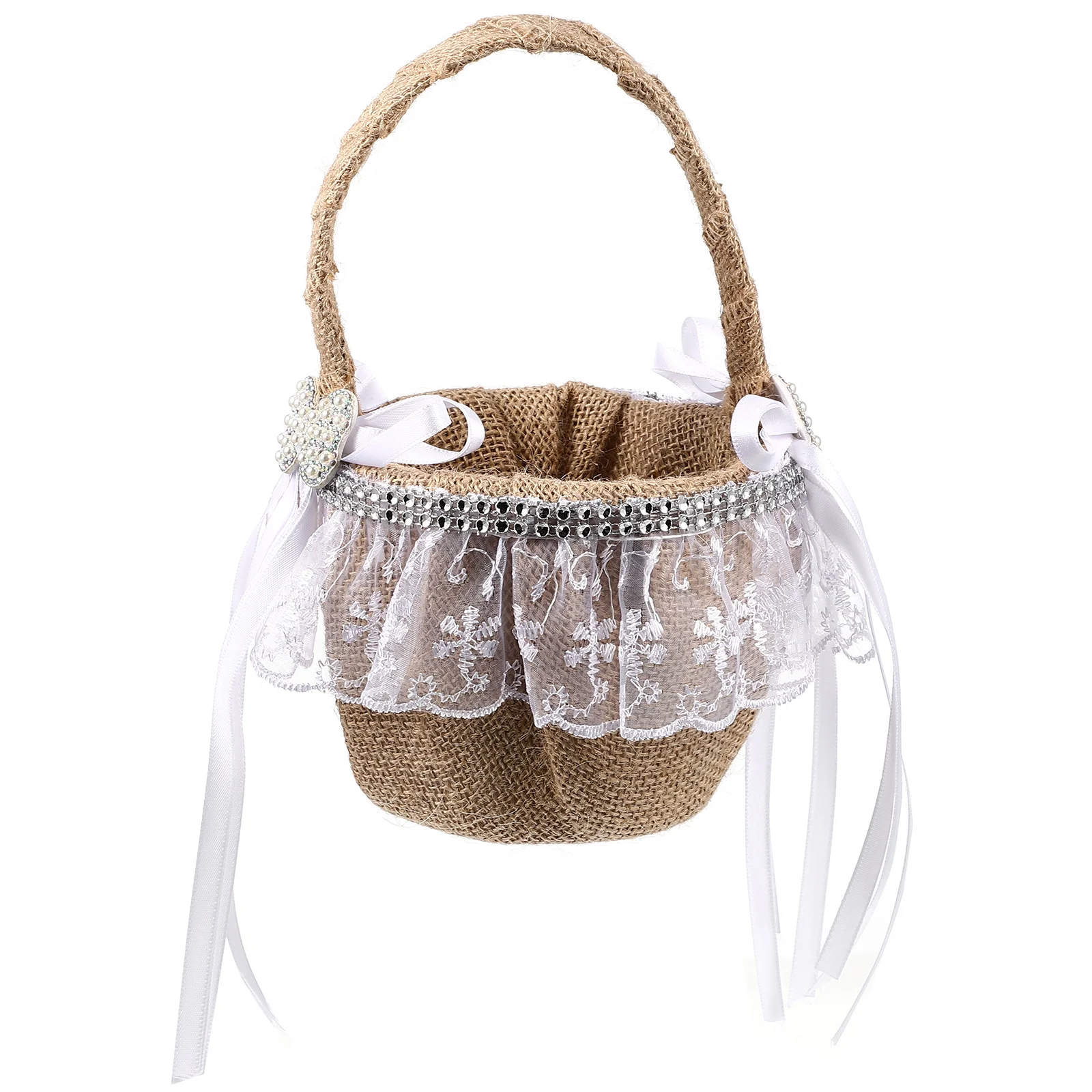 

Basket Flower Wedding Girl Candy Jute Burlap Gift Ceremony Storagebaskets Rustic Lace Picnic Keepsake Arrangement Totesundries