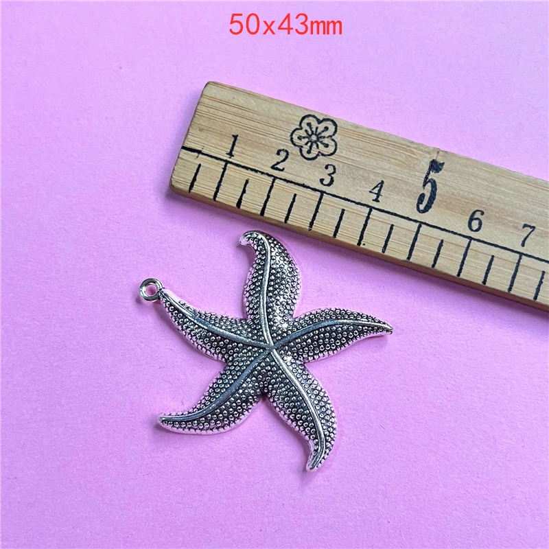 

2pcs 50x43mm Silver Color Starfish Charm Pendants for Jewelry Making Diy Girl Snake Necklace Bracelet Accessories Handmade