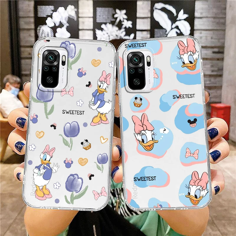 

Transparent Phone Case For Xiaomi Redmi Note 12 11E 11S 11 11T 10 10S 9 9T 9S 8 8T Pro Plus 5G Disney Daisy Duck Cute Cover Capa