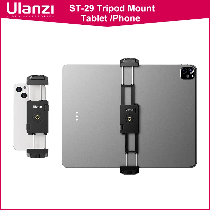 

Ulanzi ST-29 Tripod Mount Universal for Tablet and Phone Holder With Cold Shoe Support Horizontal and Vertical Shooting