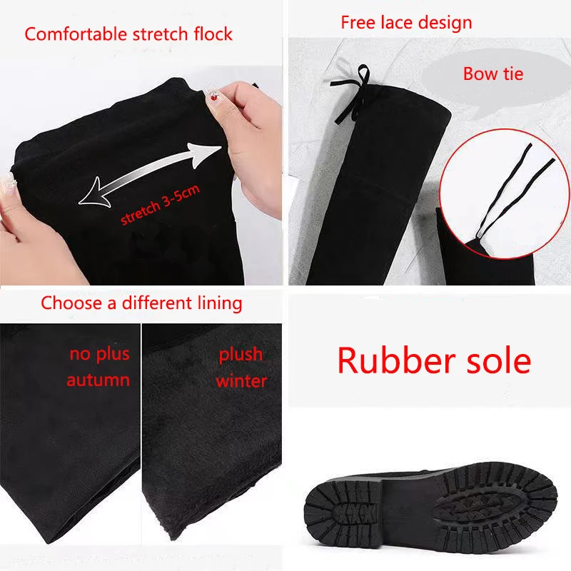 Женские сапоги выше колена черные обтягивающие на плоской подошве для зимы 2022 |