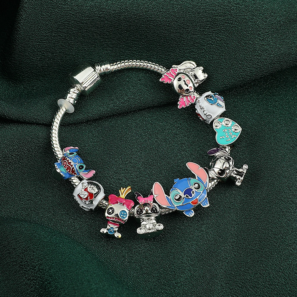 

Bandai Cartoon Angel Lilo & Stitch Inspired Charm Bracelet DIY Accessories Silver Color Jewelry Bracelet Pulsera Mujer