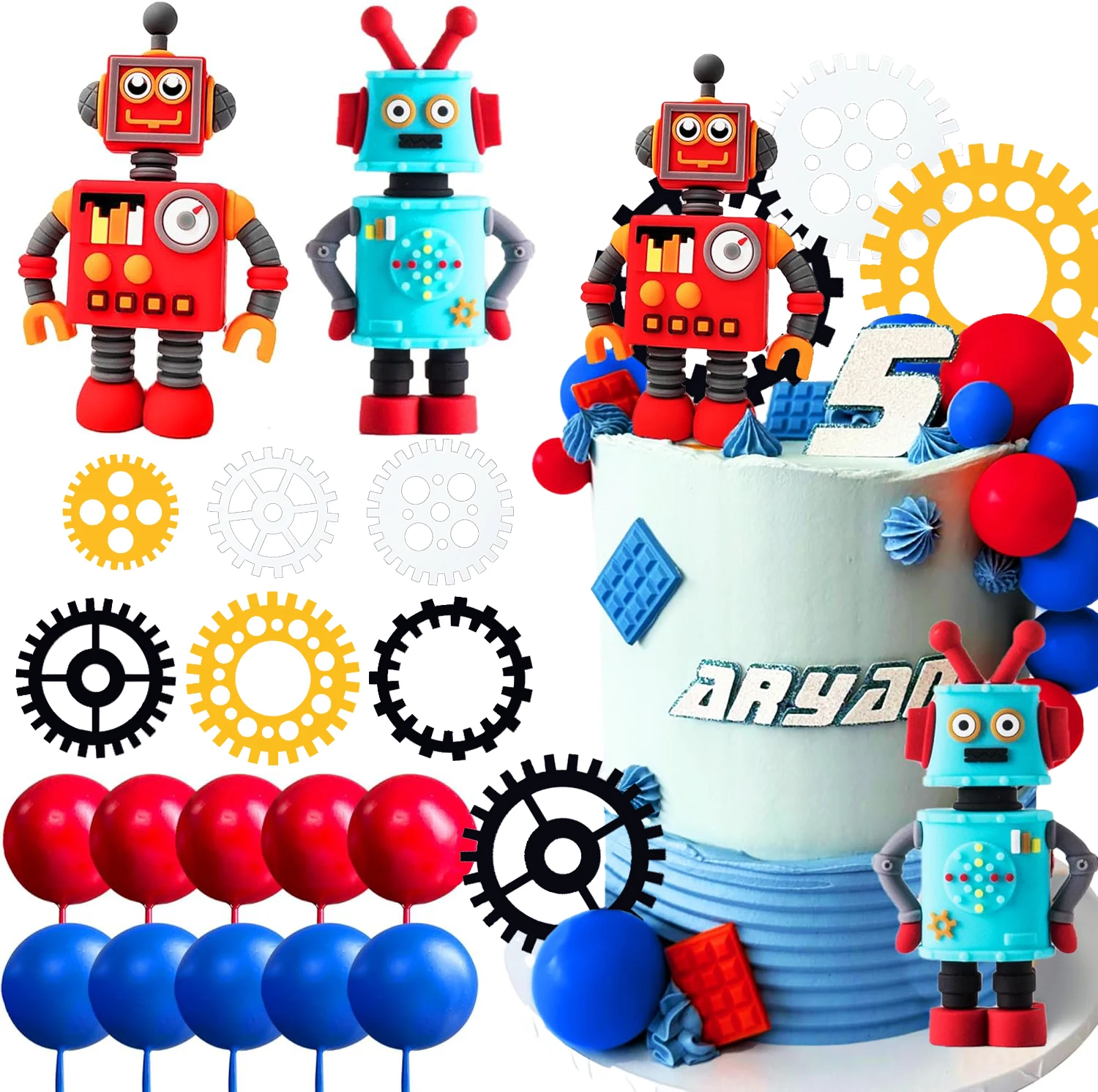 

Роботы-топперы для торта, пластик