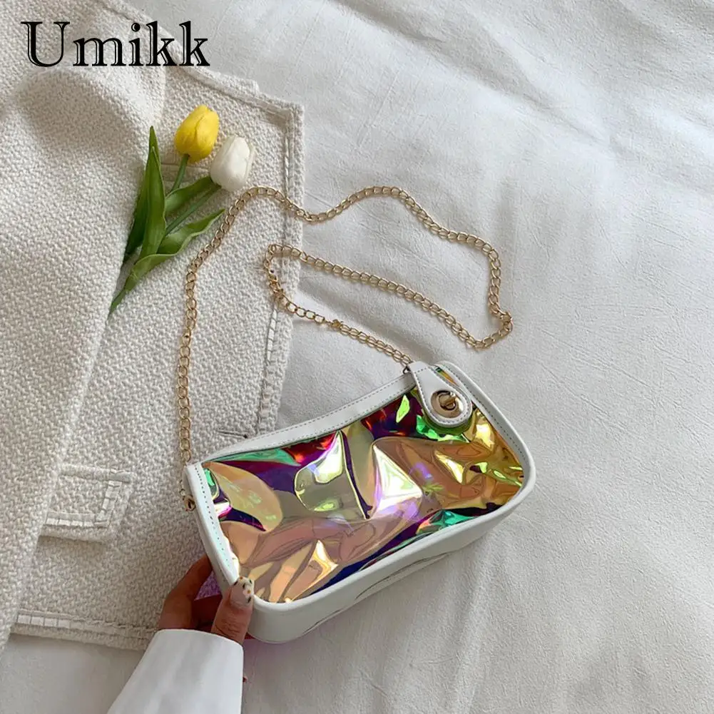 

Summer Fashion Laser Jelly Messenger Bag Women Transparent Crossbody Ladies Girl Chain Shoulder Handbag PVC Beach Satchel Bags