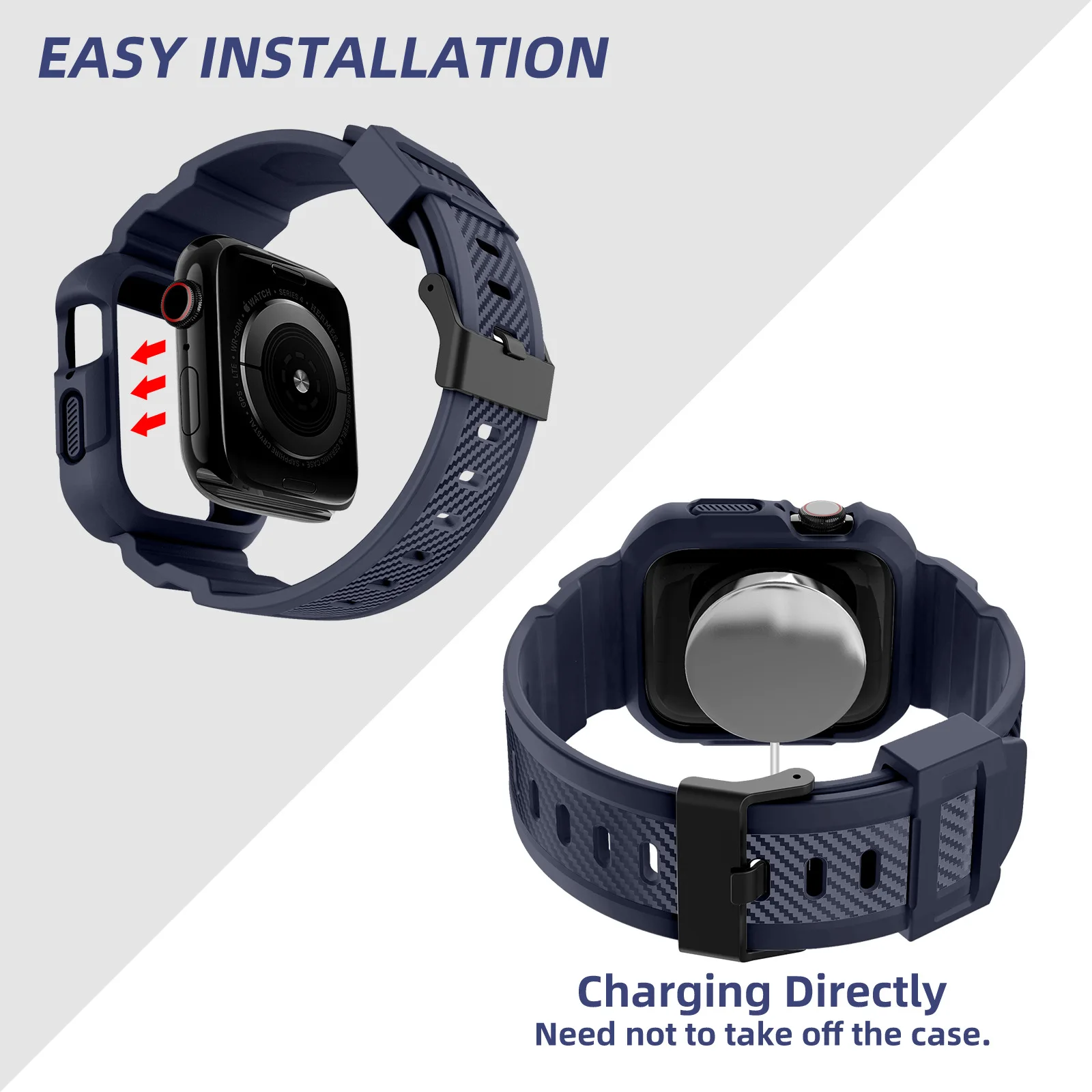 Strap + Case for Apple Watch Band 45mm 44mm 42mm 40mm with Bumper Case Rugged Men Bands for IWatch Series 7 6 5 4 3 2 Military